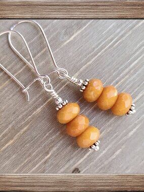 Honey Calcite Gemstone Earrings 925 Sterling Silver